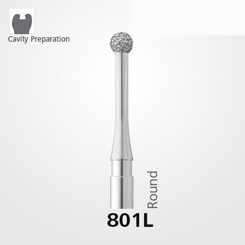 Meisinger 801L Synthetic Diamond Bur Round — Pack of 5