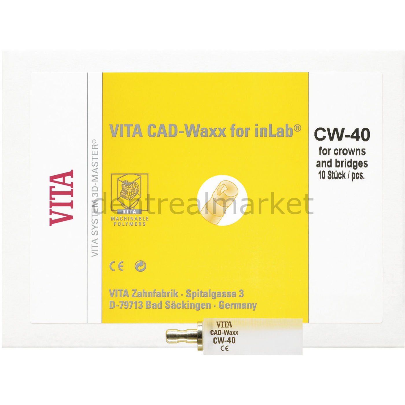 Vita CAD-Waxx CW-40 Millable Acrylic Polymer Blocks Pack of 10