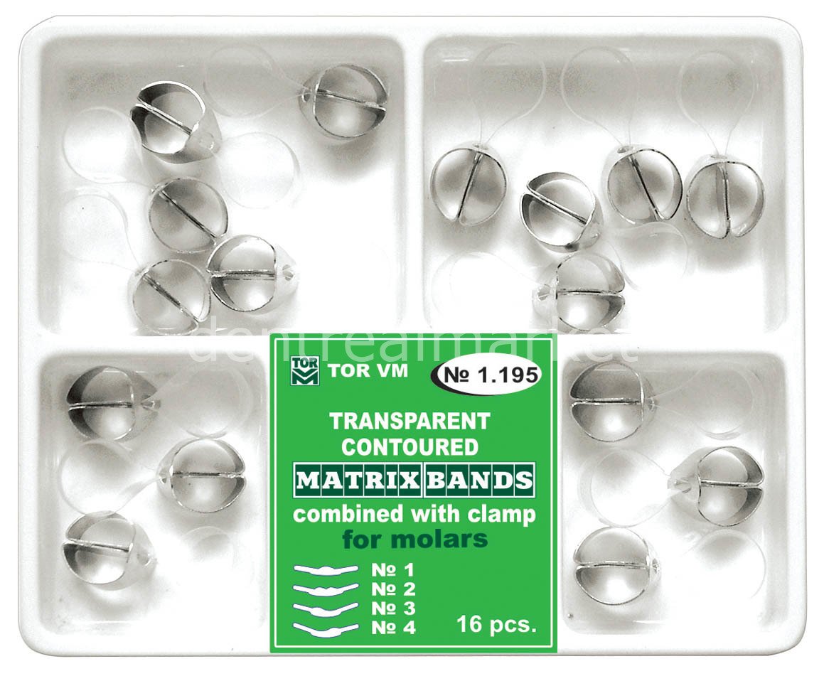 Tor VM Transparent Molar Matrix Band with Clip — Pack of 16