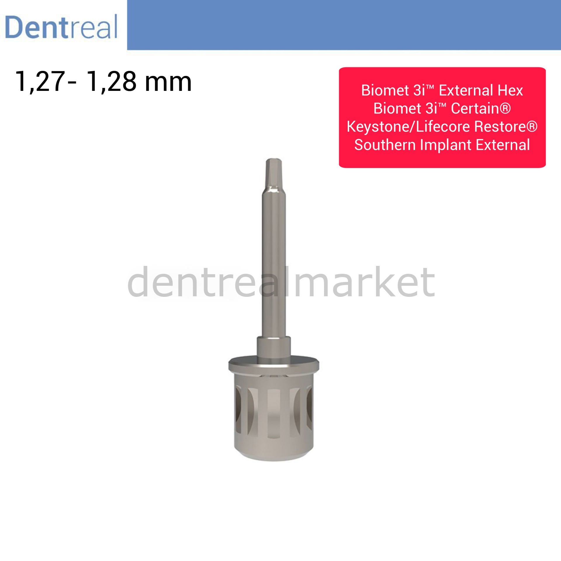 Dentreal Screwdriver for Biomet 3i External Implant 1.27–1.28 mm