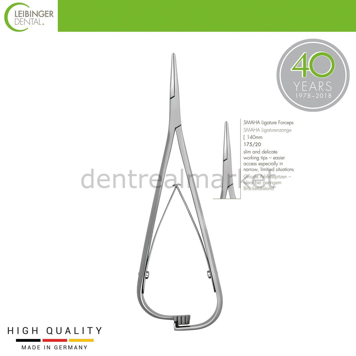 DentrealStore - Leibinger Orthodontic Smaha Ligature Forceps - Orthodontic Forceps - 140 mm