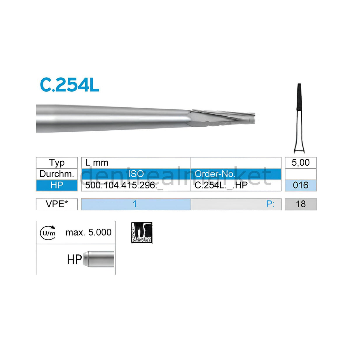 Frank Dental Titanium Root Carbide Surgical Bur 254L HP – Root Separation & Bone Cutting