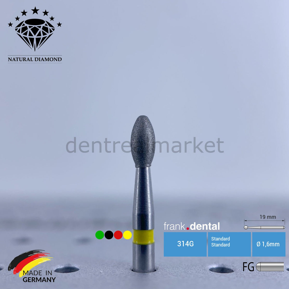 Frank Dental Natural Diamond Bur Turbine 379 Football Pack of 5