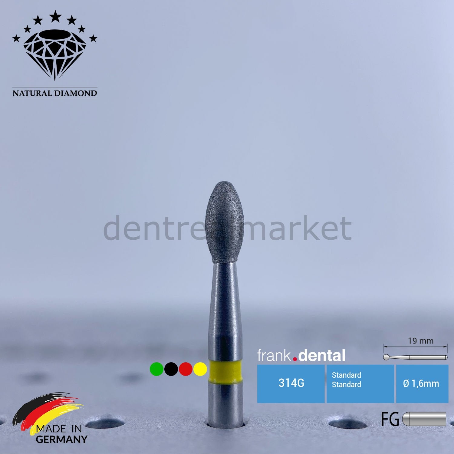 Frank Dental Natural Diamond Bur Turbine 379 Football Pack of 5
