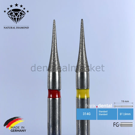 Frank Dental Diamond Bur - Finishing and Polishing - 392 - Needle Tip - 2 pcs