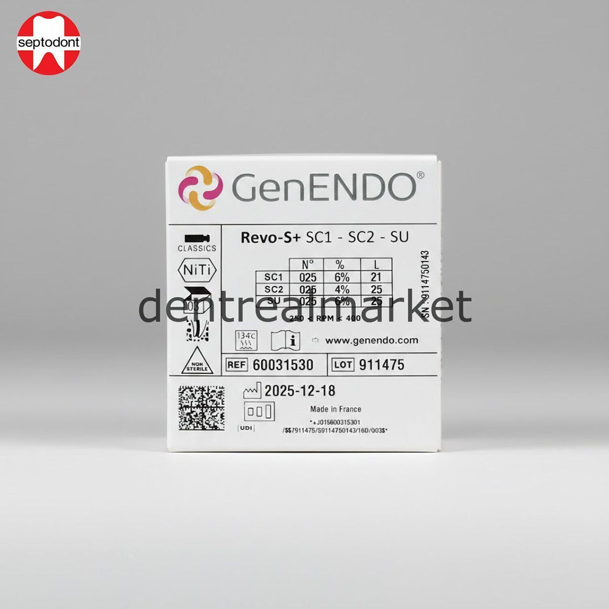 Septodont GenENDO Revo-S+ 25 mm + BioRoot Flow, Biodentine, Detartrine Campaign