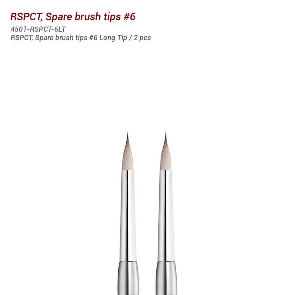 RSPCT , Synthetic Brush Tips - Spare Brush Long Tips #6 2 Pcs