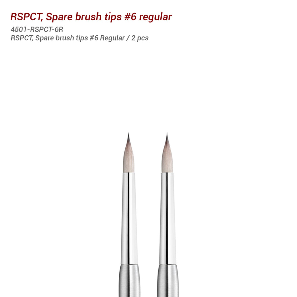 RSPCT , Synthetic Brush Tips - Spare Brush REgular Tips #6 - 2 Pcs