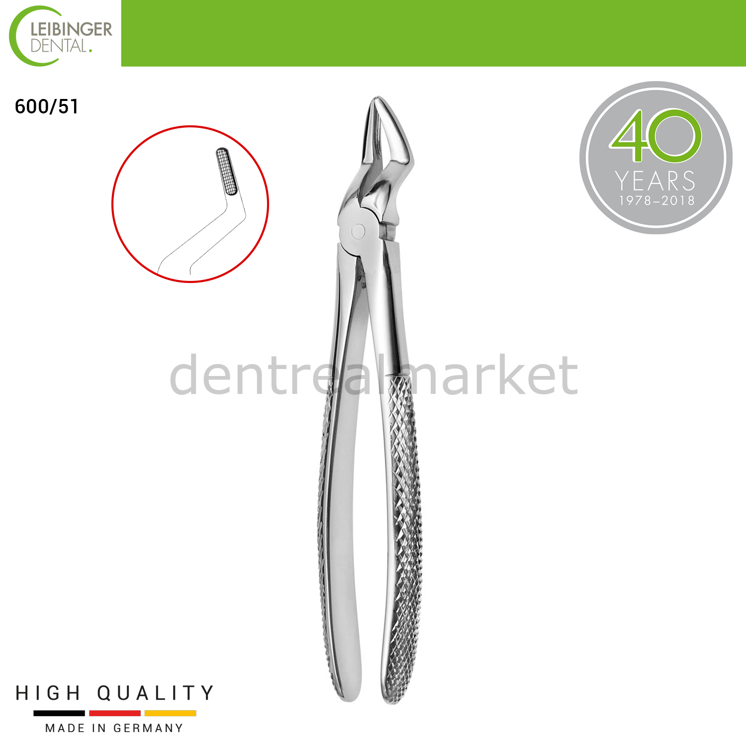 Leibinger Extraction Forceps for Upper Roots, Short Narrow Beak - Fig. 51