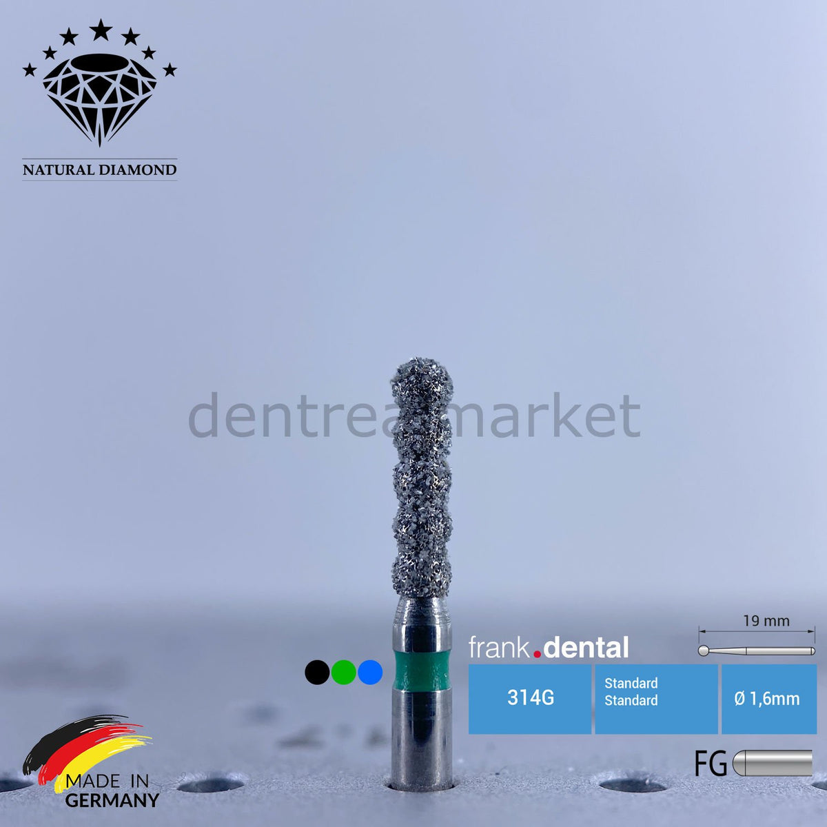 Frank Dental Natural Diamond Bur - Spiral - Turbine 6051 - Pack of 5