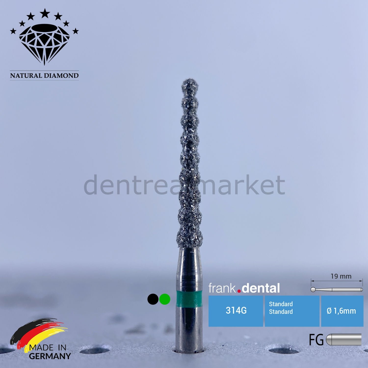 Frank Dental Natural Diamond Bur - Spiral - Turbine 6055 - Pack of 5