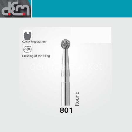 Dx Dentex DX Synthetic Diamond Bur 801 Round Pack of 10