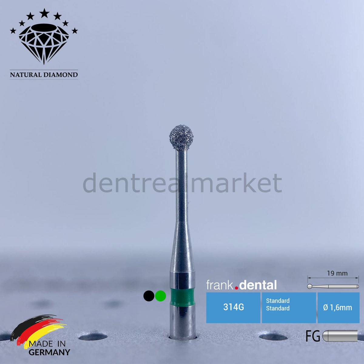 Frank Dental Natural Diamond Bur - 801L - Round - 5 pcs