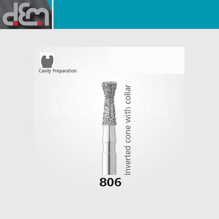 Dx Dentex DX Synthetic Diamond Bur 806 — Inverted Cone — Pack of 10