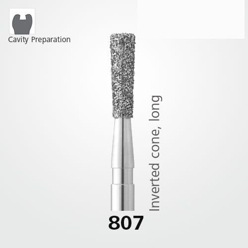 Meisinger 807 Synthetic Diamond Bur Inverted Cone — Pack of 5