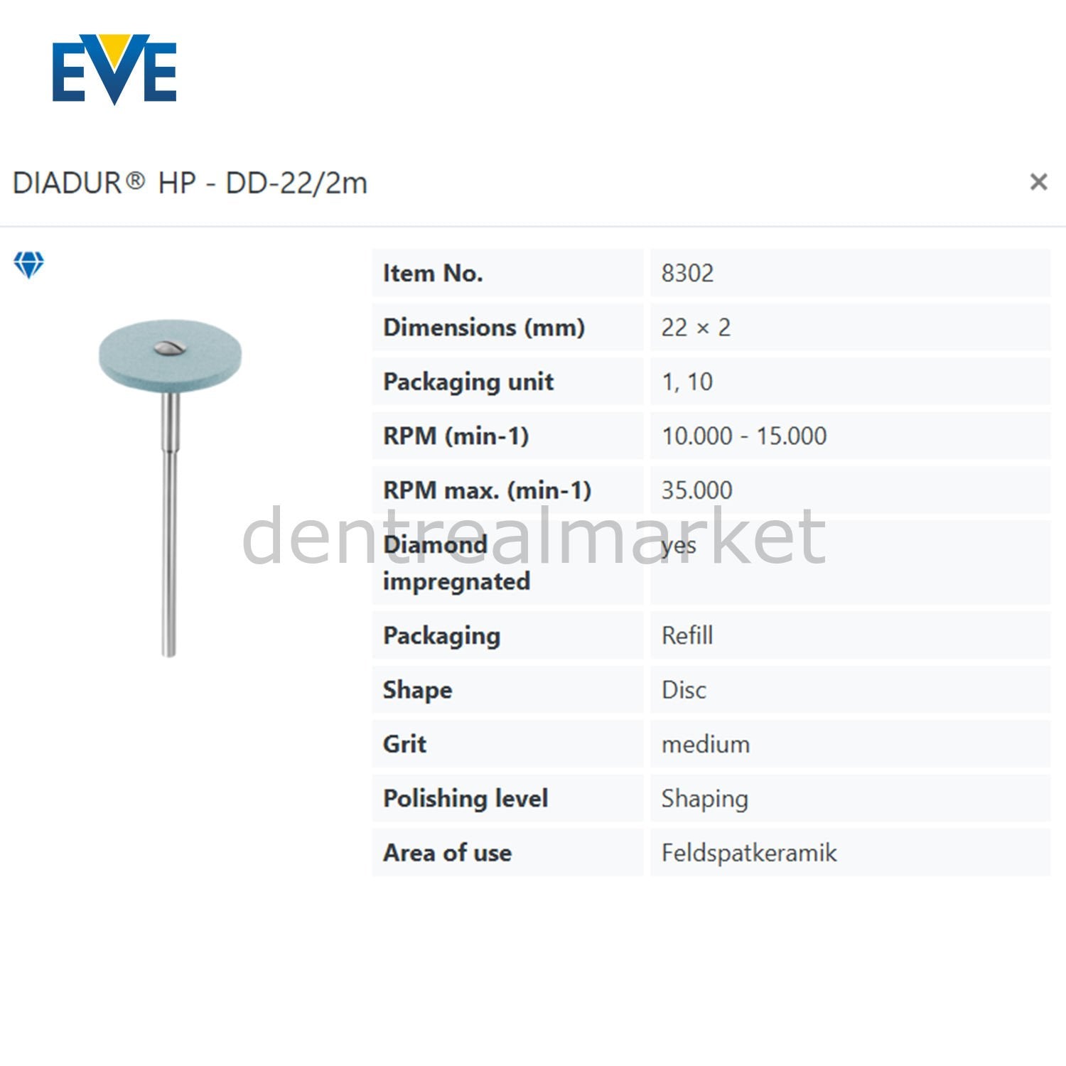 Eve Diadur HP Composite & Porcelain Adjustment Rubber - DD-22/2m