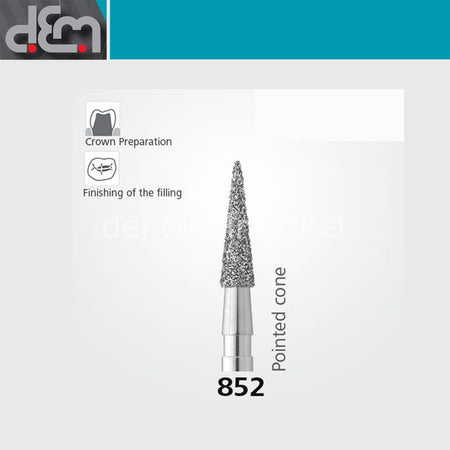 Dx Dentex DX Synthetic Diamond Bur 852 Needle Tip 10 pcs