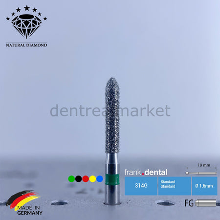 Frank Dental Natural Diamond Bur — Turbine 878 Cylinder Chamfer — Pack of 5