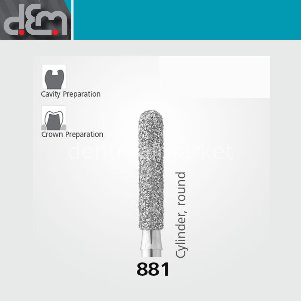 Dx Dentex DX Synthetic Diamond Bur 881 — Cylinder — Pack of 10