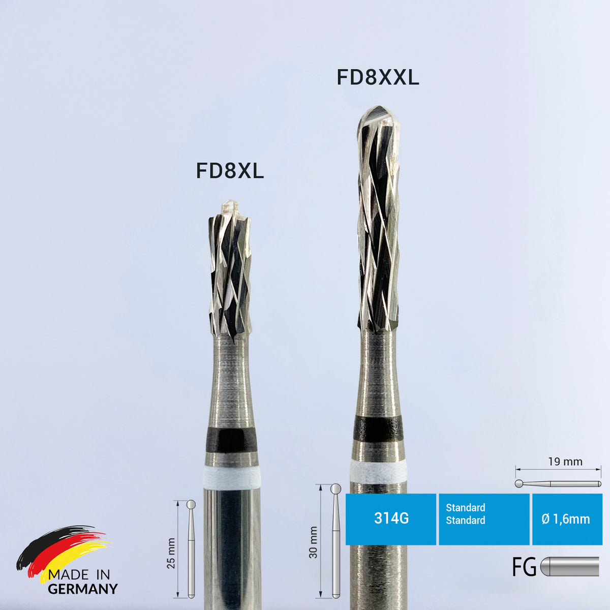DentrealStore - Frank Dental Aggressive Metal&Crown Cutting Bur - FD8XL - 10 Pcs