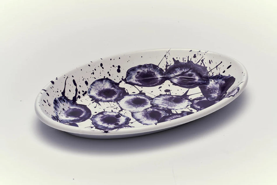 Floral Madness Oval Plate - Enamel Vintage Look Washable Oval Plate / Kapka