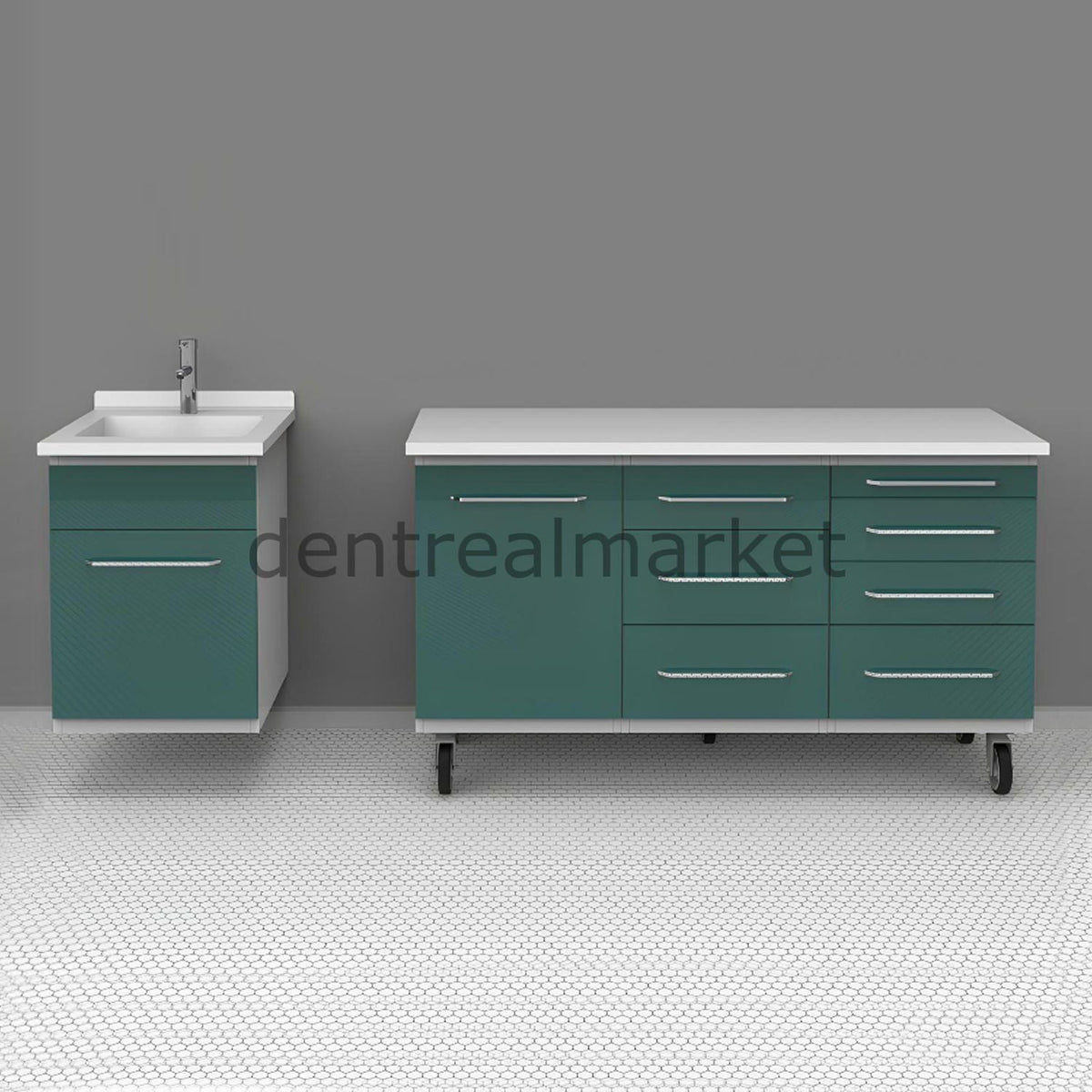 Grup Dental Wall-Mounted Split Clinic Bench - Glass Top AN07