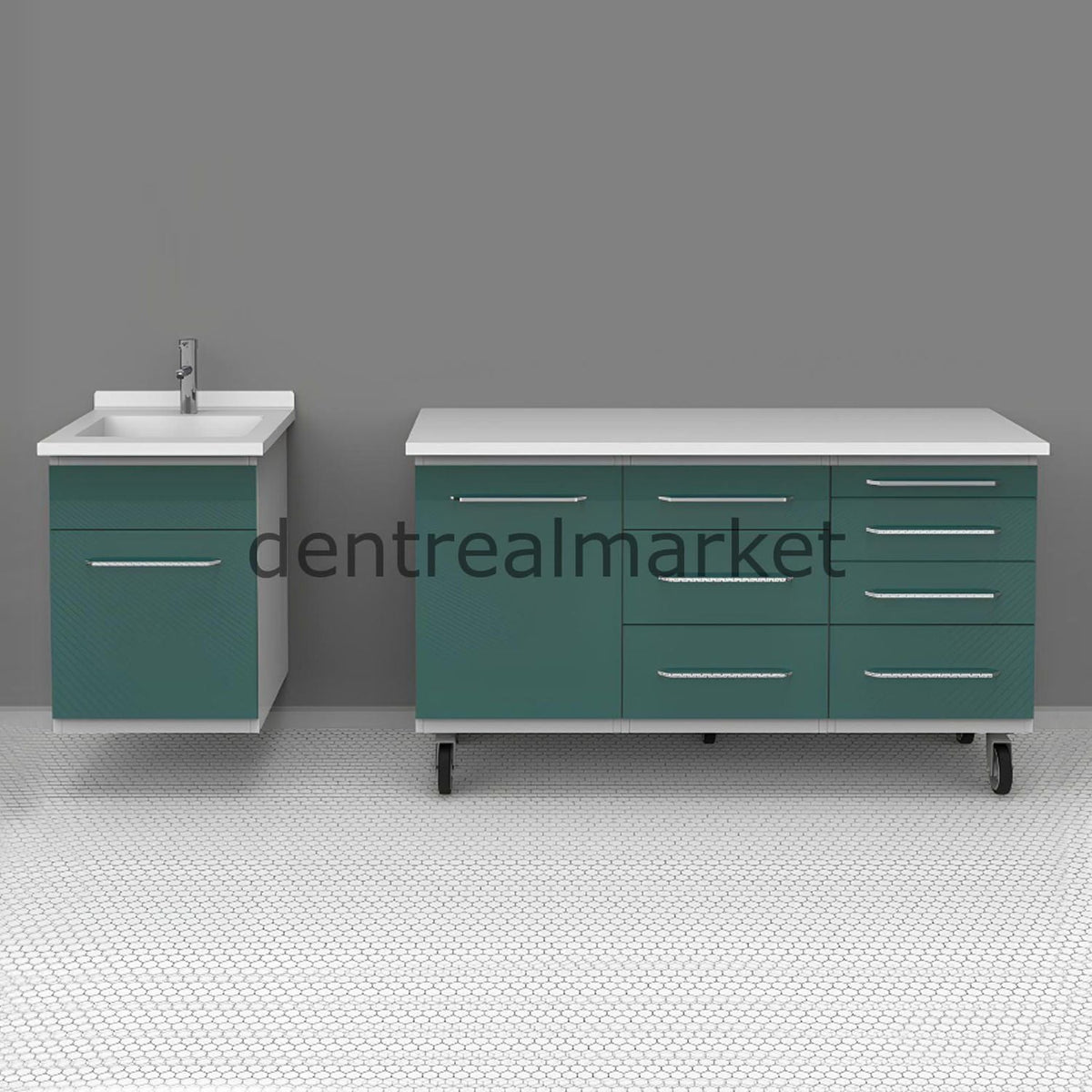 Grup Dental Wall-Mounted Sectional Clinic Workbench - Corian Top AN07