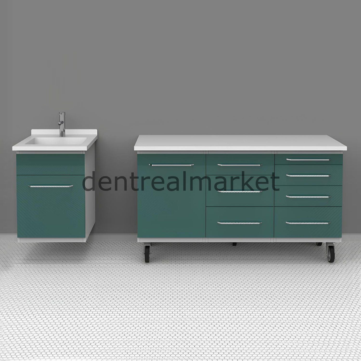 Grup Dental Wall-Mounted Sectional Clinic Workbench - Corian Top AN07