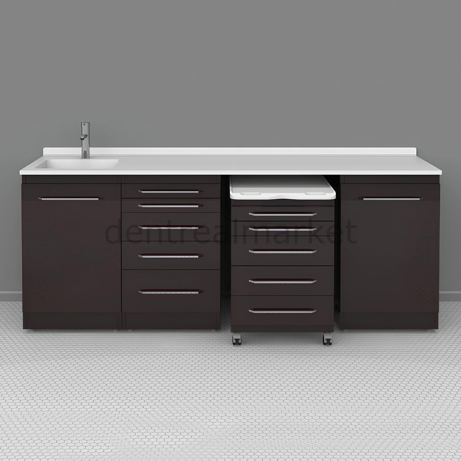 Grup Dental Mobile Cabinet Clinic Bench — Glass Top AZ01