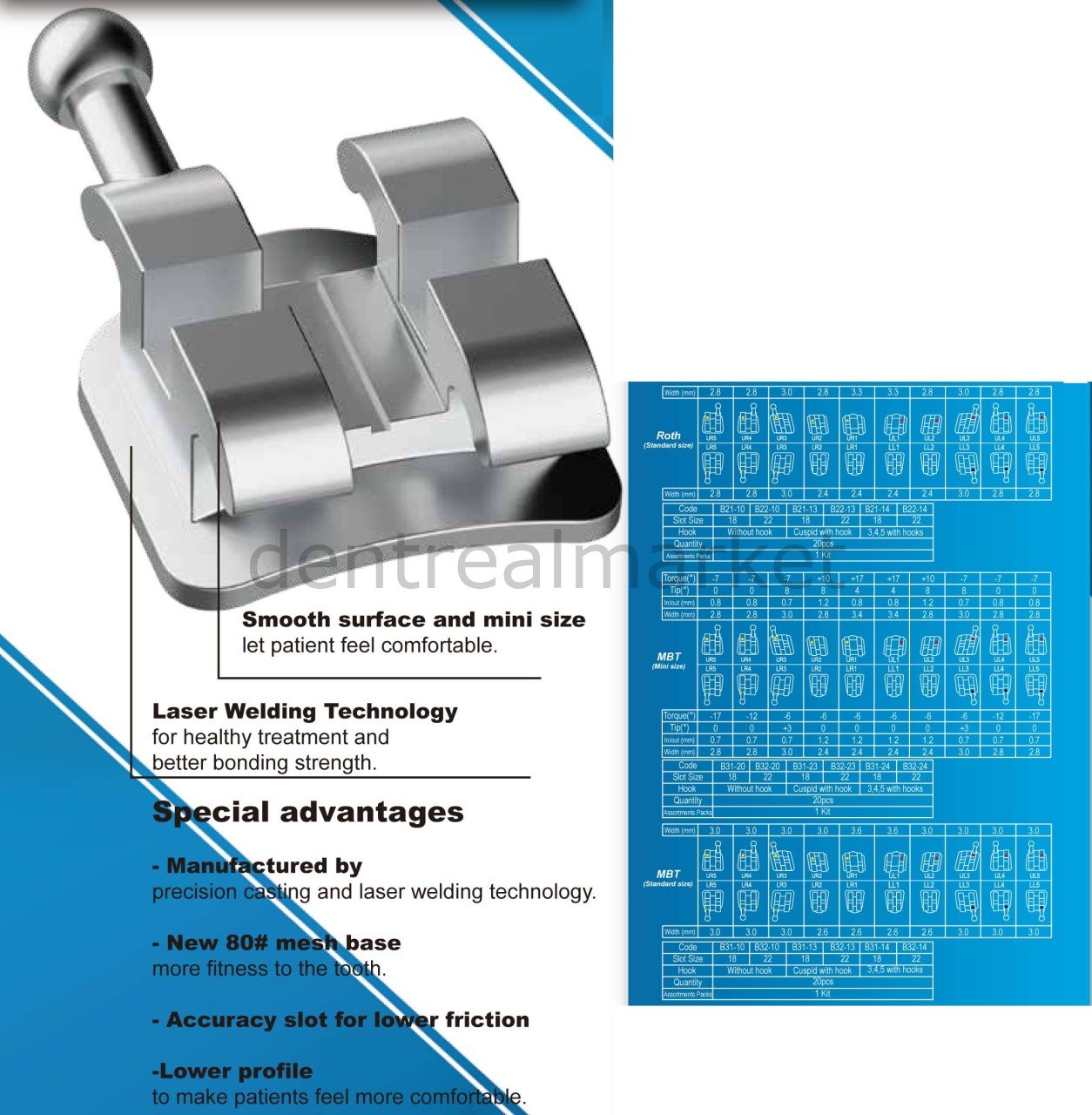 Dtc Orthodontics Bright Standard Metal Bracket