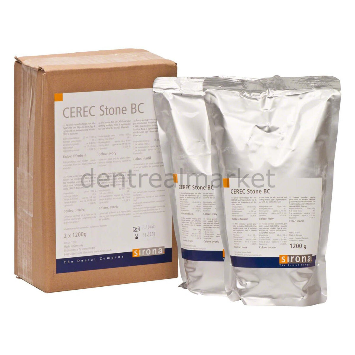 Dentsply Sirona CEREC Stone BC — Hard Die Stone 2 × 1.2 kg