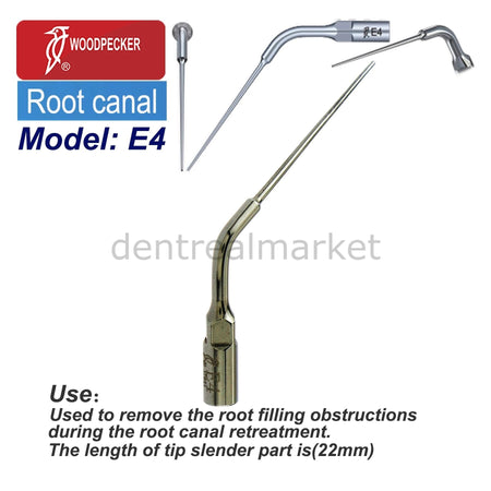 Woodpecker Scaler Endodontic Tip E4 – Compatible with EMS, Mectron, Woodpecker, and W&H