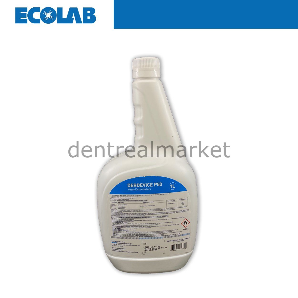 Ecolab Derdevice P50 Alcohol-Based Rapid Surface Disinfectant 1 L