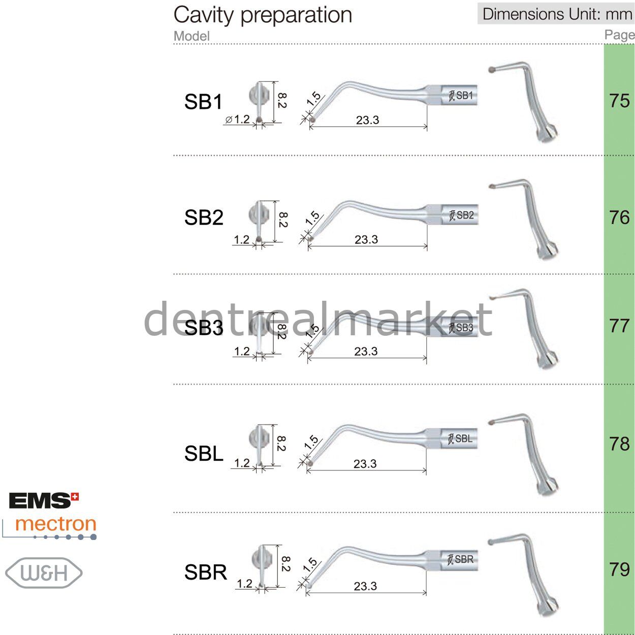 Woodpecker SB1 Cavity Preparation Scaler Tip — EMS, Mectron, Woodpecker, W&H Compatible