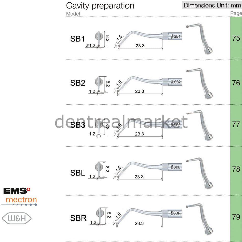 Woodpecker SB1 Cavity Preparation Scaler Tip — EMS, Mectron, Woodpecker, W&H Compatible