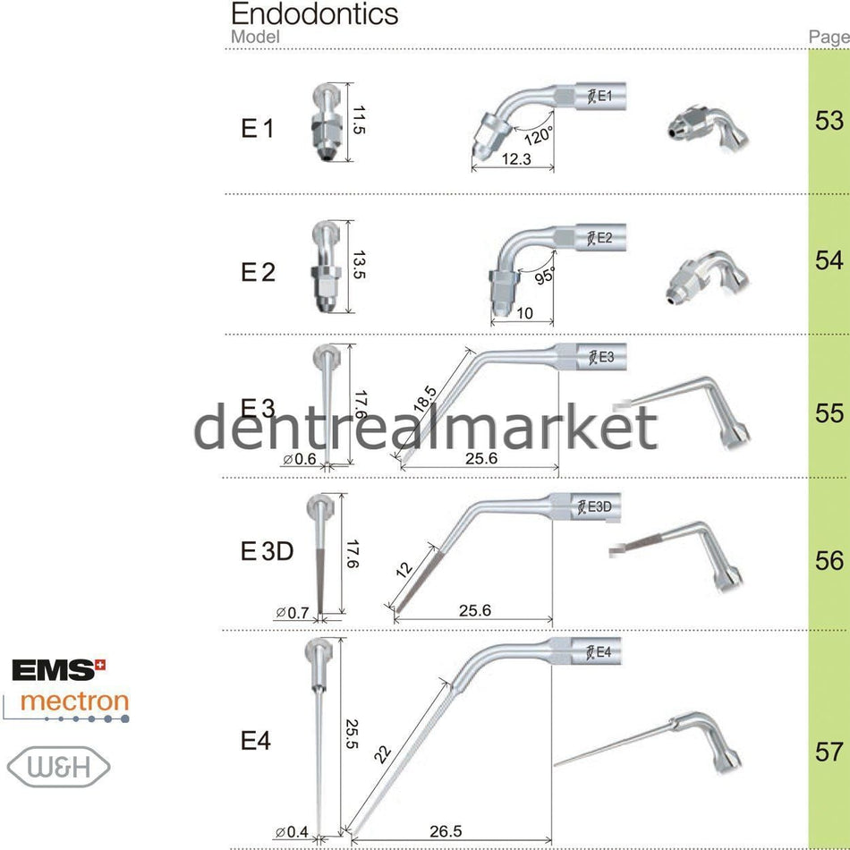 Woodpecker E12D Endodontic Scaler Tip - EMS, Mectron, Woodpecker, W&H Compatible