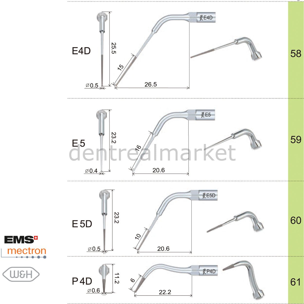 Woodpecker Endodontic Scaler Tip E1 – EMS, Mectron, Woodpecker, W&H Compatible