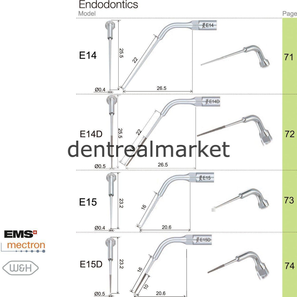 Woodpecker Scaler Endodontic Tip E2 – Compatible with EMS, Mectron, Woodpecker, and W&H