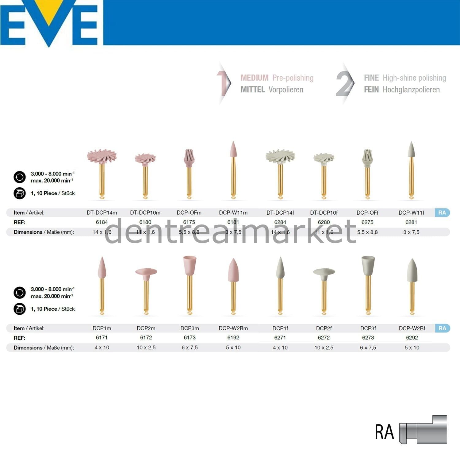 Eve Diacomp Plus Composite Polish Refill Contra-Angle Fine DCP-W2Bf