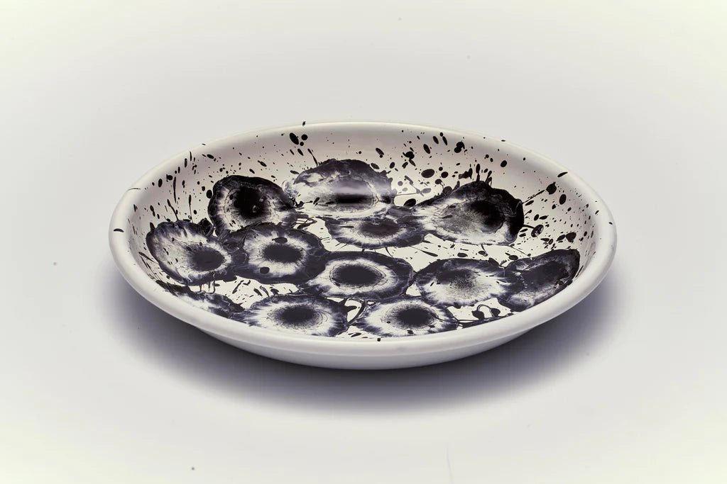 Kapka - Floral Madness Big Plate - Enamel Vintage Look Washable Plate / Kapka