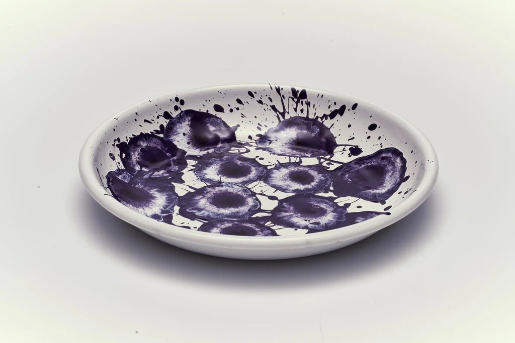 Kapka - Floral Madness Big Plate - Enamel Vintage Look Washable Plate / Kapka