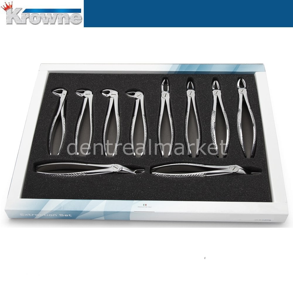 Krowne Adult Extraction Forceps Set 10-Piece Japanese Steel