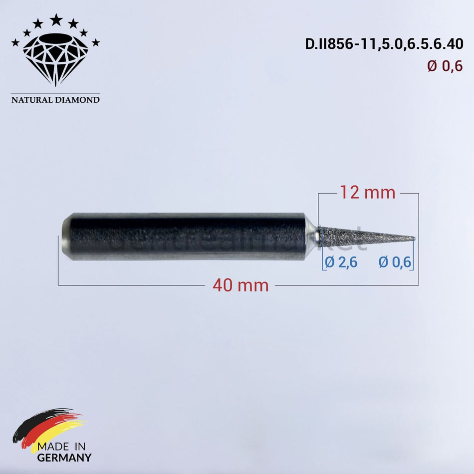 Frank Dental Imes-icore Wieland Diamond CAD/CAM Drill 0.6 mm (11.5 mm neck)