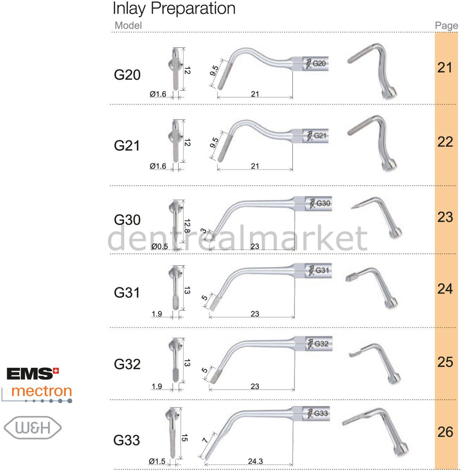 Woodpecker Inlay Preparation Tip G20 - EMS, Mectron, Woodpecker, W&H Compatible