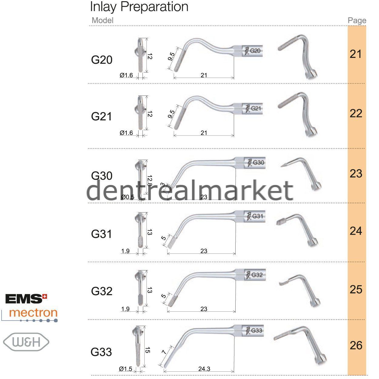 Woodpecker Scaler Inlay Preparation Tip G33 – Compatible with EMS, Mectron, Woodpecker, and W&H