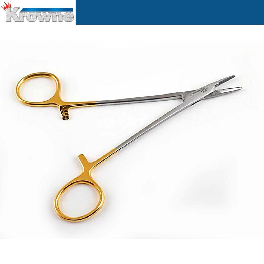 Krowne De Bakey Hemostatic Needle Holder 16.5 cm TC