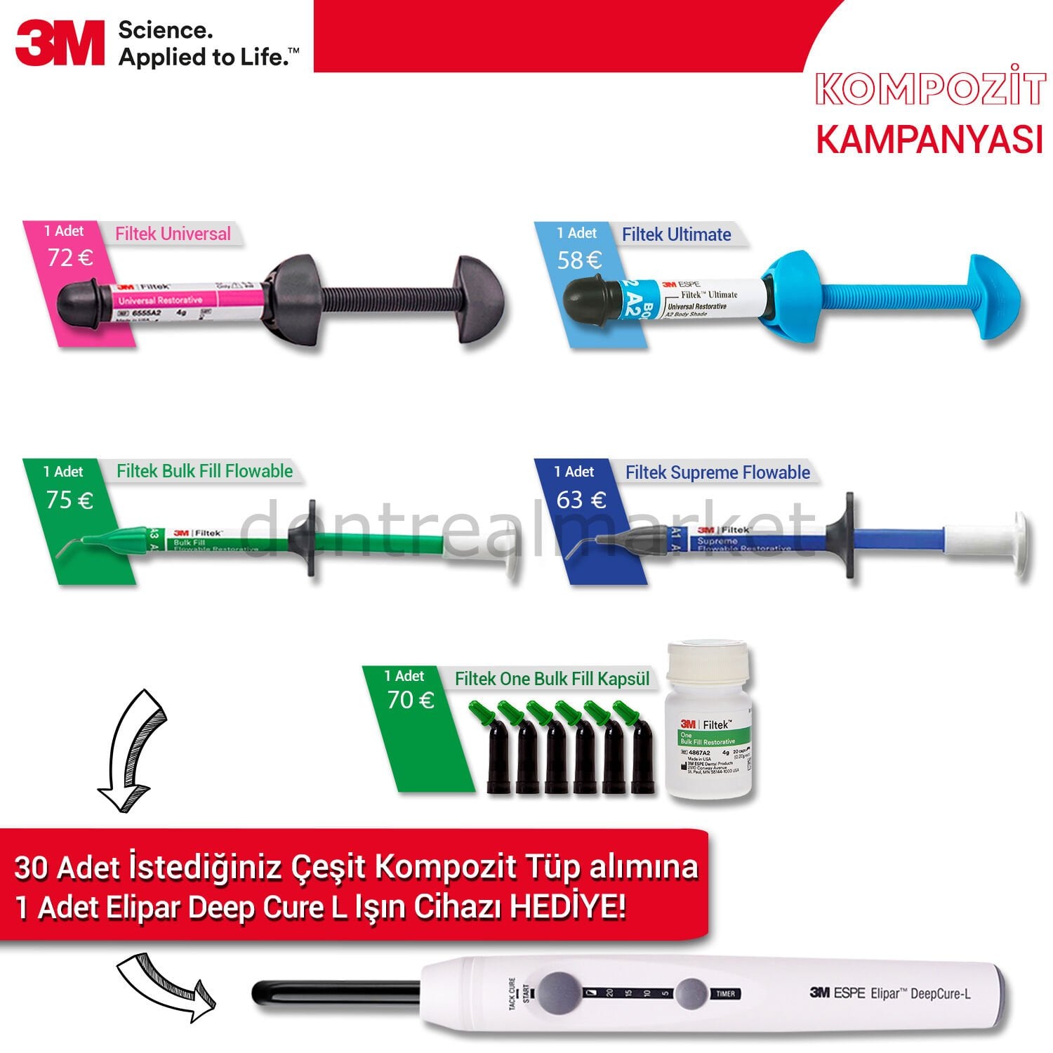 Solventum (3M) Filtek 30-Tube Composite Campaign with Curing Light