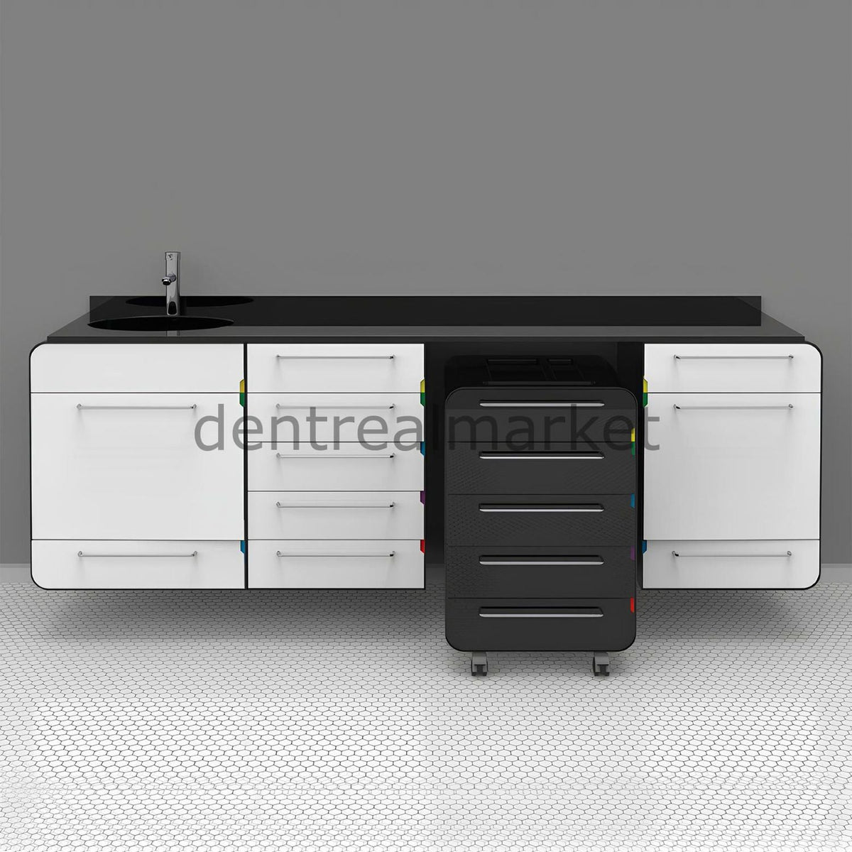 Grup Dental Wall-Mount Mobile Cabinet Clinic Workbench - Corian Top KV01