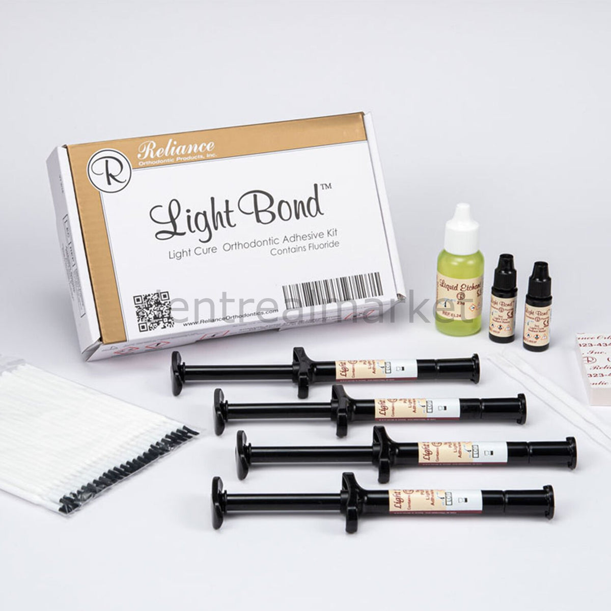 Reliance Orthodontics Light Bond Bracket Adhesive Cement Set - 4 x 5 g Syringe