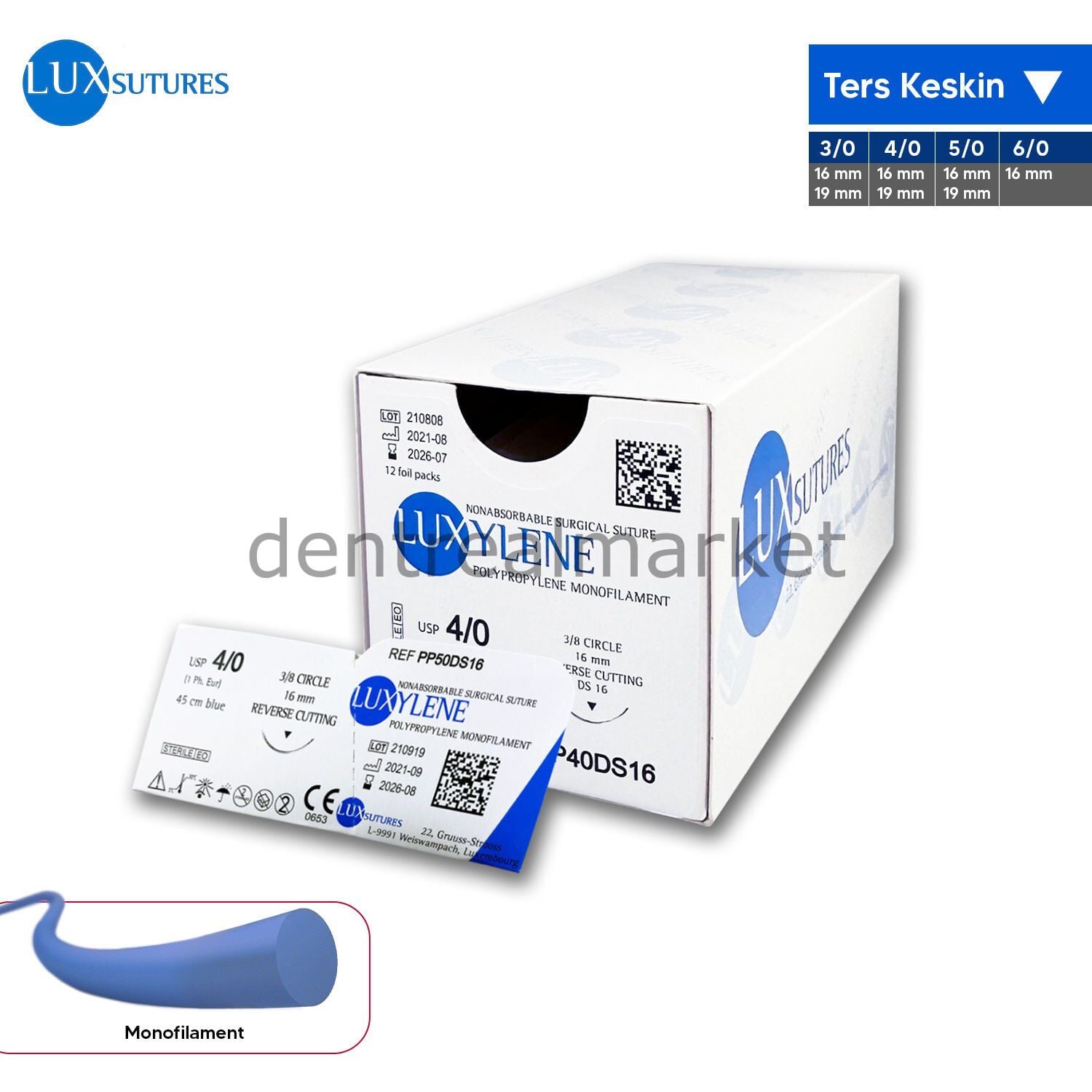 Lüx Sutures Luxylene Polypropylene Monofilament Surgical Suture — Reverse Cutting